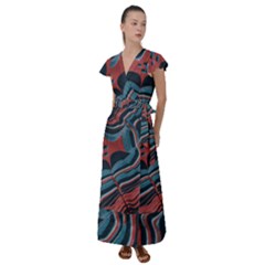 Dessert Land  pattern  All Over Print Design Flutter Sleeve Maxi Dress by coffeus