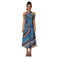 Dessert Waves  pattern  All Over Print Design Sleeveless Cross Front Cocktail Midi Chiffon Dress by coffeus