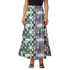 Disco Mosaic Magic Tiered Ruffle Maxi Skirt by essentialimage365