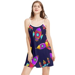 Space Patterns Summer Frill Dress by Hannah976