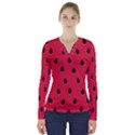 Seamless Watermelon Surface Texture V-Neck Long Sleeve Top View1