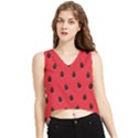 Seamless Watermelon Surface Texture V-Neck Cropped Tank Top View1