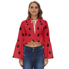 Seamless Watermelon Surface Texture Boho Long Bell Sleeve Top by Hannah976