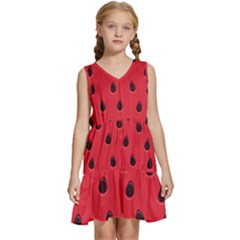 Seamless Watermelon Surface Texture Kids  Sleeveless Tiered Mini Dress by Hannah976