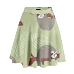 Sloths Pattern Design High Waist Skirt by Hannah976