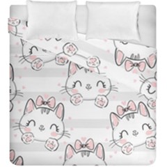 Cat With Bow Pattern Duvet Cover Double Side (king Size) by Hannah976