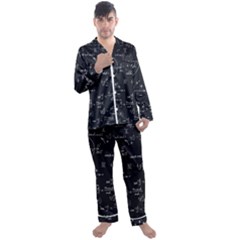 Mathematical Seamless Pattern With Geometric Shapes Formulas Men s Long Sleeve Satin Pajamas Set by Hannah976