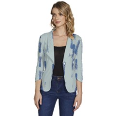 Blue King Pineapple  Women s One-button 3/4 Sleeve Short Jacket by ConteMonfrey