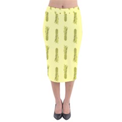 Yellow Pineapple Velvet Midi Pencil Skirt by ConteMonfrey