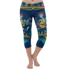 Grateful Dead Singing Skeleton Capri Yoga Leggings by Bedest