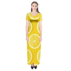 Lemon Fruits Slice Seamless Pattern Short Sleeve Maxi Dress by Ravend