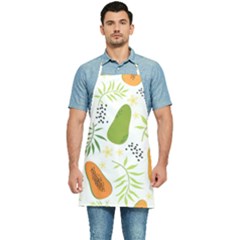 Seamless Tropical Pattern With Papaya Kitchen Apron by Ravend