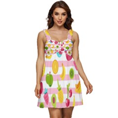 Tropical Fruits Berries Seamless Pattern Ruffle Strap Babydoll Chiffon Dress by Ravend