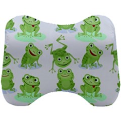 Cute Green Frogs Seamless Pattern Head Support Cushion by Ravend