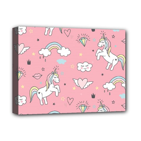 Cute Unicorn Seamless Pattern Deluxe Canvas 16  X 12  (stretched) 