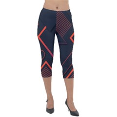 Gradient Geometric Shapes Dark Background Design Lightweight Velour Capri Leggings  by Apen