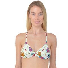 Forest Seamless Pattern With Cute Owls Reversible Tri Bikini Top by Apen