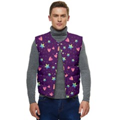 Colorful Stars Hearts Seamless Vector Pattern Men s Button Up Puffer Vest	 by Apen