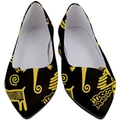 Mexican Culture Golden Tribal Icons Women s Block Heels  by Apen