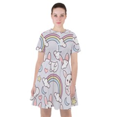 Seamless Pattern With Cute Rabbit Character Sailor Dress by Apen