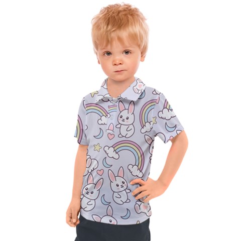 Seamless Pattern With Cute Rabbit Character Kids  Polo T-shirt by Apen