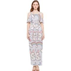 Seamless Pattern With Cute Rabbit Character Draped Sleeveless Chiffon Jumpsuit by Apen