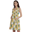 Smile Cloud Rainbow Pattern Yellow Sleeveless Dress With Pocket View2