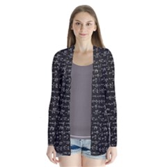 Math Equations Formulas Pattern Drape Collar Cardigan by Ravend