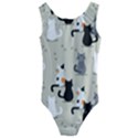 Cute Cat Seamless Pattern Kids  Cut-Out Back One Piece Swimsuit View1