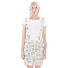 Cute Cat Colorful Cartoon Doodle Seamless Pattern Braces Suspender Skirt by Ravend