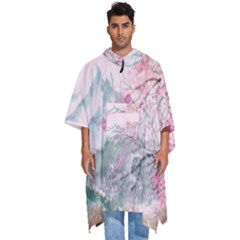 Pink Chinese Style Cherry Blossom Men s Hooded Rain Ponchos by Cendanart