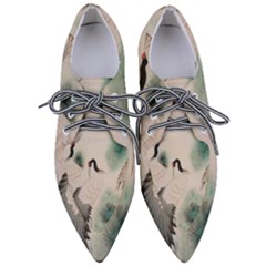 Japanese Crane Painting Of Bird Pointed Oxford Shoes by Cendanart