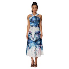 Cat Sleeveless Cross Front Cocktail Midi Chiffon Dress by saad11