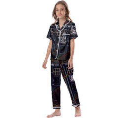 Tardis Doctor Who Magic Travel Macine Fantasy Kids  Satin Short Sleeve Pajamas Set by Cendanart
