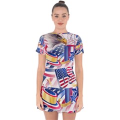 United States Of America Usa  Images Independence Day Drop Hem Mini Chiffon Dress by Ket1n9