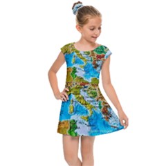 World Map Kids  Cap Sleeve Dress by Ket1n9