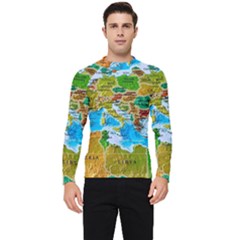 World Map Men s Long Sleeve Rash Guard by Ket1n9