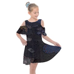 World Map Kids  Shoulder Cutout Chiffon Dress by Ket1n9