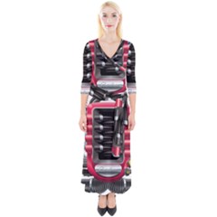 Car Engine Quarter Sleeve Wrap Maxi Dress by Ket1n9