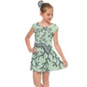 Illustration Of Butterflies And Flowers Ornament On Green Background Kids  Cap Sleeve Dress View1