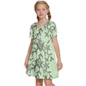 Illustration Of Butterflies And Flowers Ornament On Green Background Kids  Short Sleeve Tiered Mini Dress View2