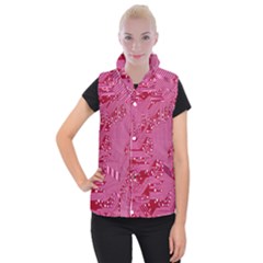 Pink Circuit Pattern Women s Button Up Vest by Ket1n9