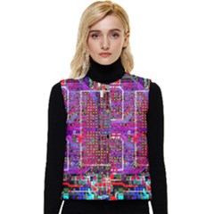 Technology Circuit Board Layout Pattern Women s Button Up Puffer Vest by Ket1n9