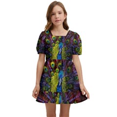 Beautiful Peacock Feather Kids  Short Sleeve Dolly Dress by Ket1n9