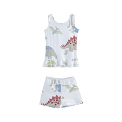 Dinosaur Art Pattern Kids  Boyleg Swimsuit by Ket1n9