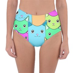 Cat Animals Cartoon Pattern Reversible High-waist Bikini Bottoms by Cendanart