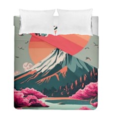 Mountain Landscape Sky Fuji Nature Duvet Cover Double Side (full/ Double Size) by Cendanart