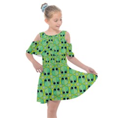 Alien Pattern- Kids  Shoulder Cutout Chiffon Dress by Ket1n9