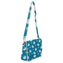 Elegant Swan Pattern With Water Lily Flowers Shoulder Bag With Back Zipper by Ket1n9