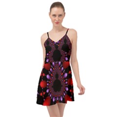 Fractal Red Violet Symmetric Spheres On Black Summer Time Chiffon Dress by Ket1n9